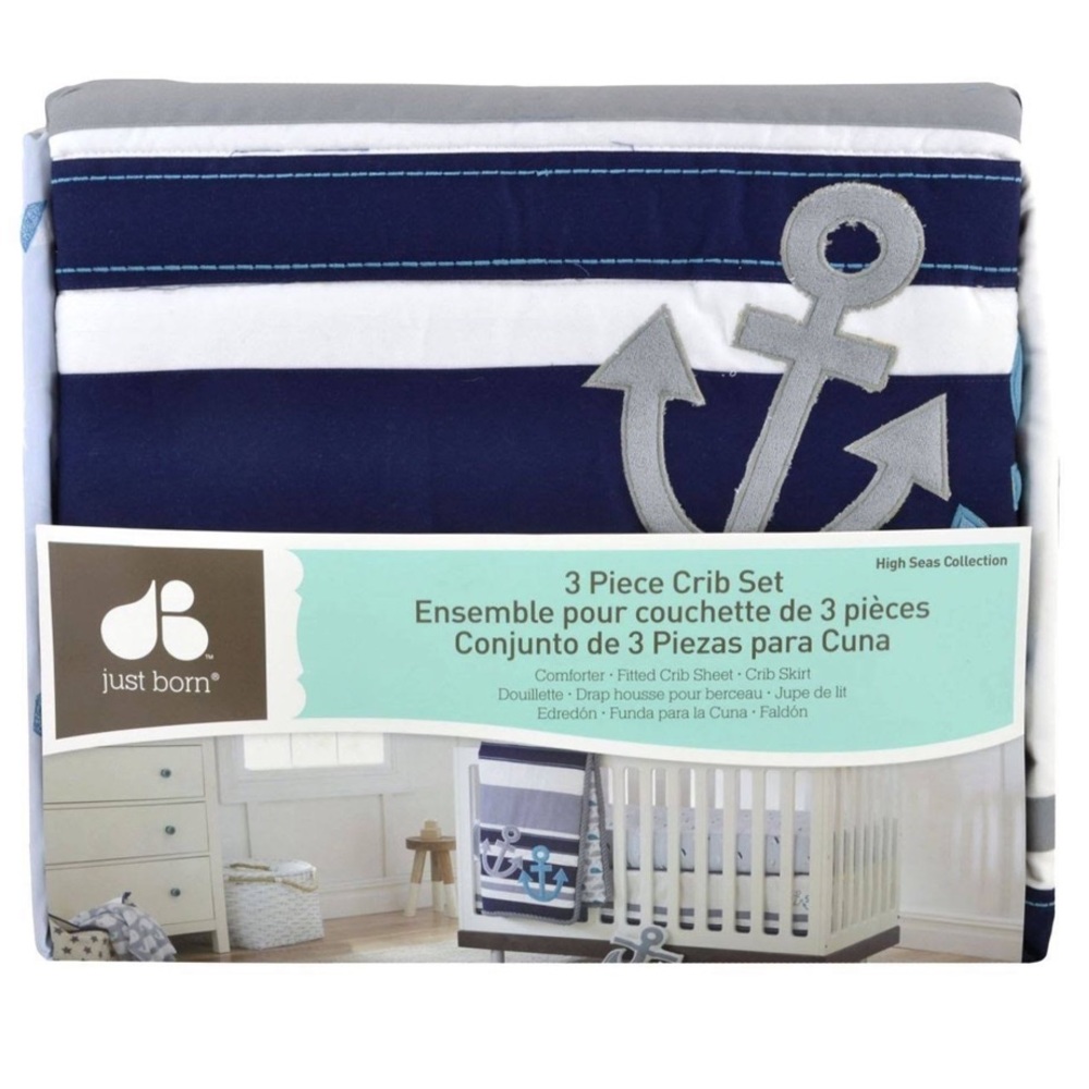 NIB Just Born High Seas 3 Piece Crib Collection